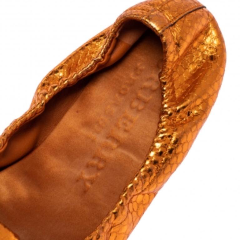 De las mujeres Burberry Bailarinas Surrey Piel Pitón Naranja Metalizado Tamaño 37 en venta