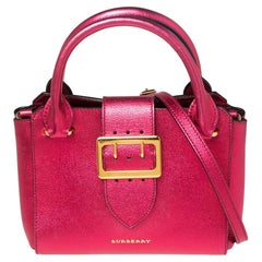 Burberry Metallic Pink Foil Leather Buckle Tote