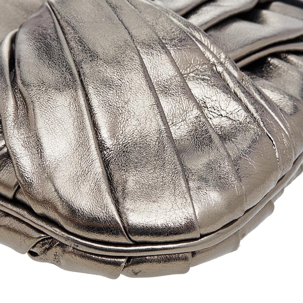 Women's Burberry Metallic Pleated Leather Shoulder Bag