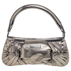 Burberry Metallic Pleated Leather Shoulder Bag