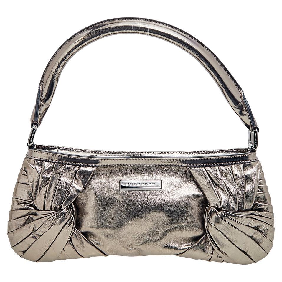 Burberry Metallic Pleated Leather Shoulder Bag
