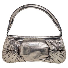 Burberry Metallic Pleated Leather Shoulder Bag