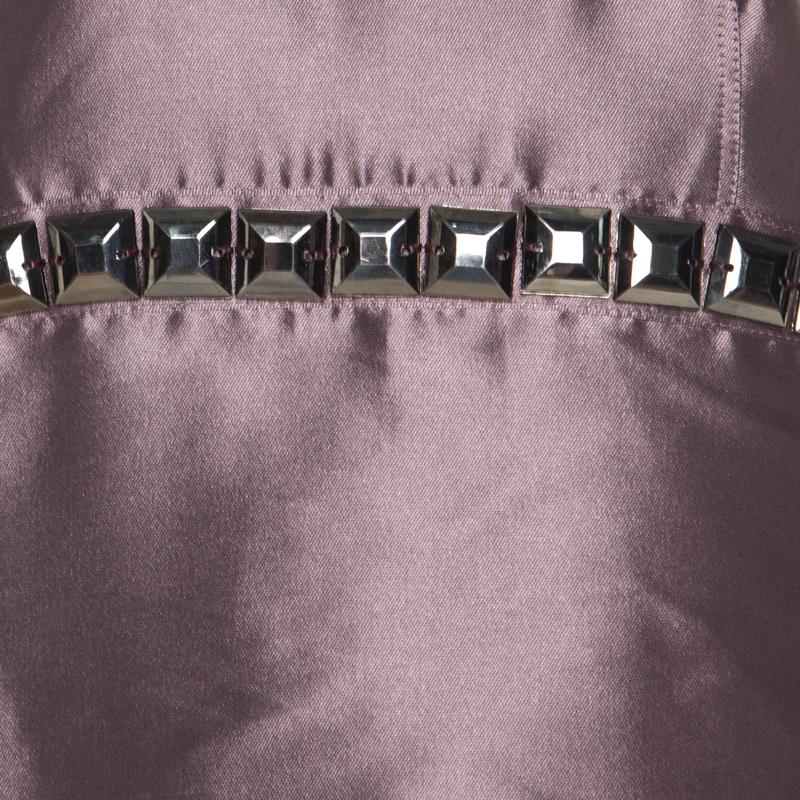 Women's Burberry Metallic Purple Silk Blend Stud Embellished Halter Neck Top S