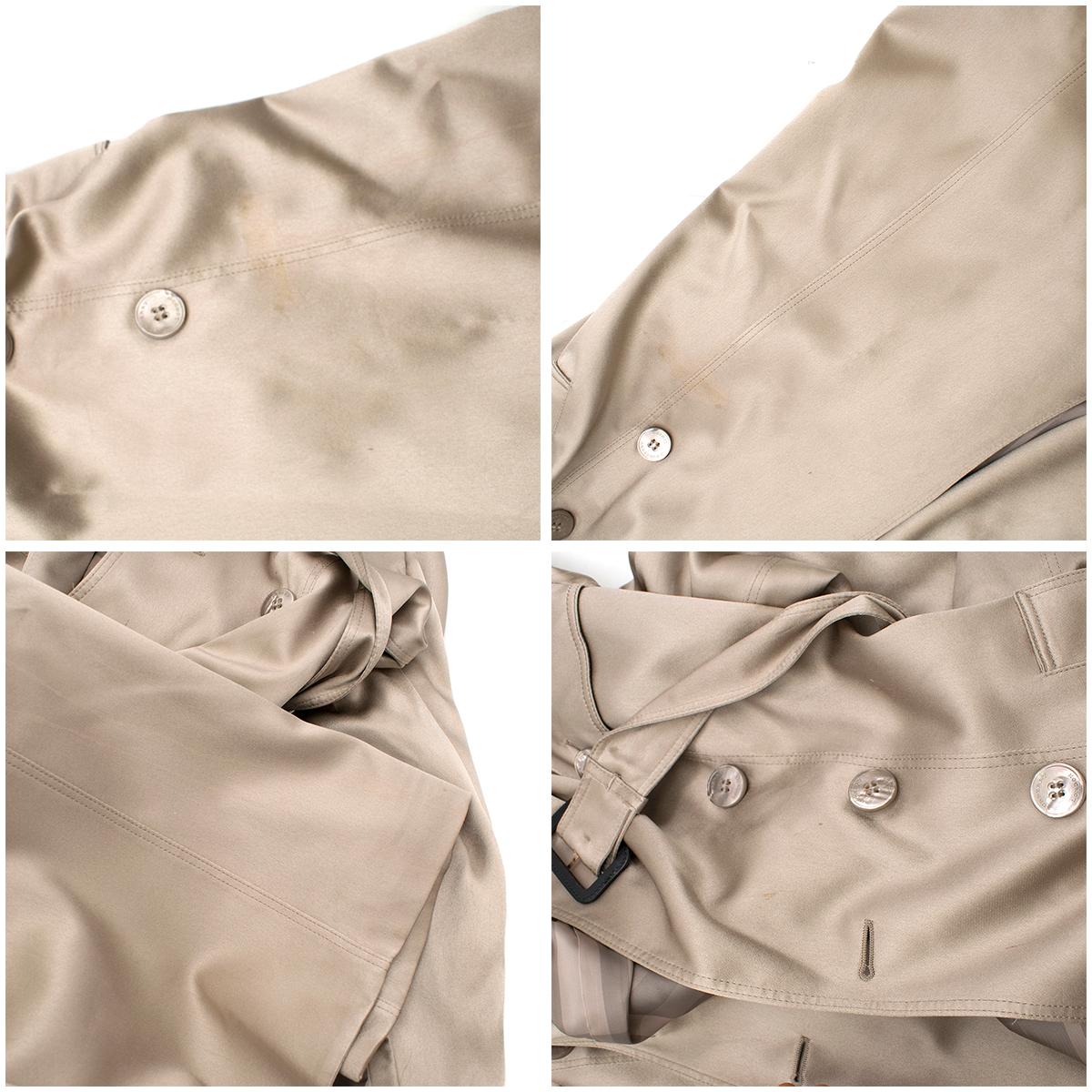 Beige Burberry Metallic Silk Double-Breasted Wrap Trench Coat 10 (UK)