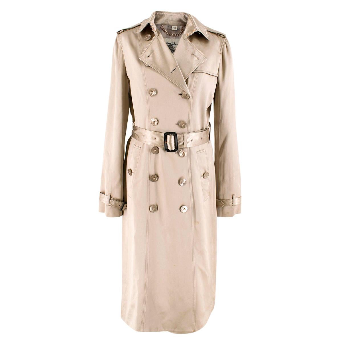Burberry Metallic Silk Double-Breasted Wrap Trench Coat 10 (UK)