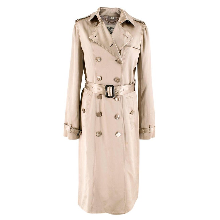 Burberry Metallic Silk Double-Breasted Wrap Trench Coat 10 (UK) at 1stDibs