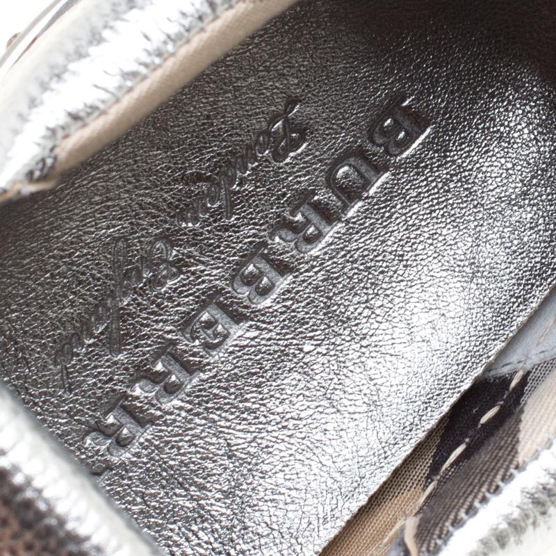 Burberry Metallic Silver Kiltie Fringe Detail Slip On Sneakers Size 40 1