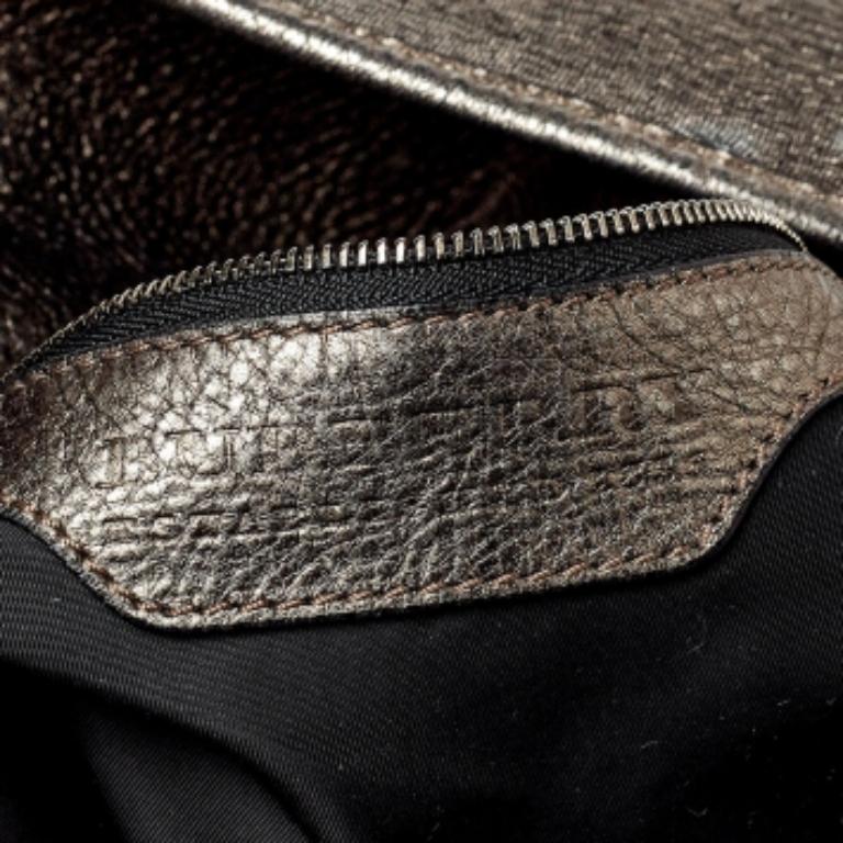 Burberry Metallic Silver Leather Large Hobo For Sale 1