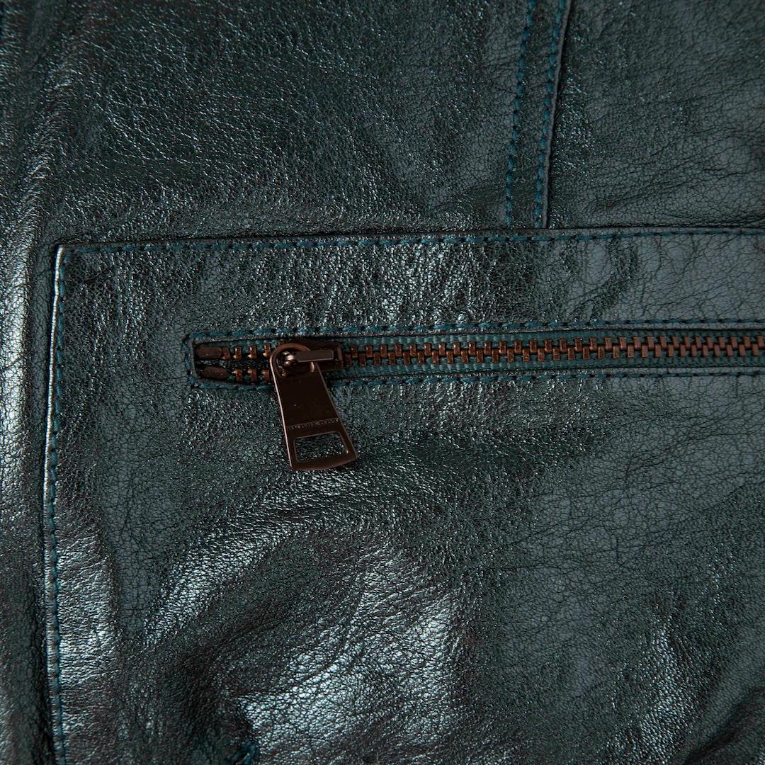 Burberry Metallic Teal Leather Bomber Jacket Size M In Good Condition In London, GB