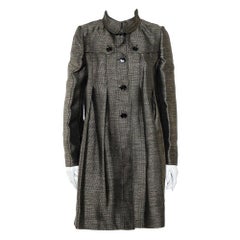 Burberry Metallic Tweed Button Front Knee Length Coat M