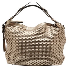 Burberry Metallic Woven Leather Hobo