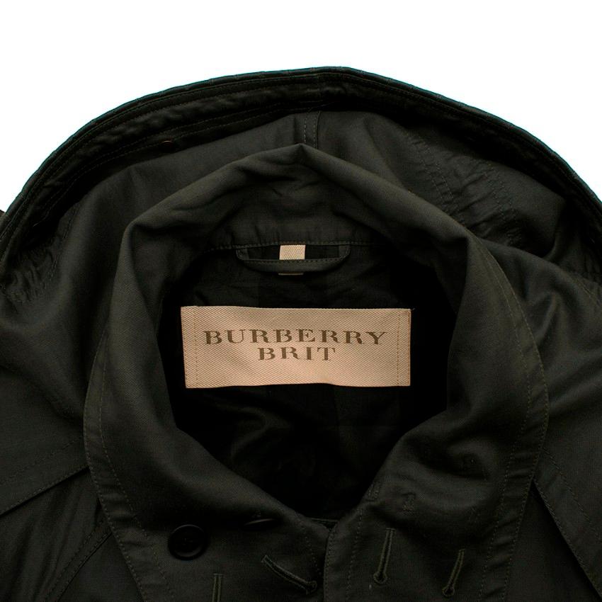 Burberry Military Green Wool-Blend Drawstring Coat M In Excellent Condition In London, GB