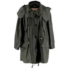 Burberry Military Green Wool-Blend Drawstring Coat M