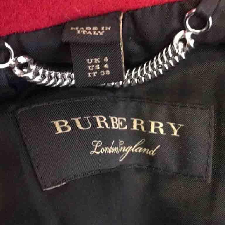 Women's Burberry Military Jacket Navy Blue Red For Sale