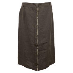 Burberry Miltary Green Button Through Pencil Skirt Size 48 IT