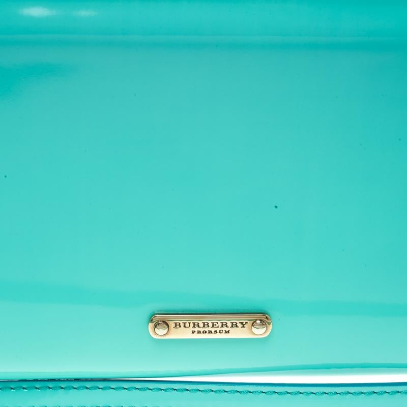 Burberry Mint Green Patent Leather Parmoor Clutch 6