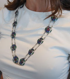 BURBERRY Modernista 1960 Cuello de cinturón con esmalte cloisonné, plata de ley y granate