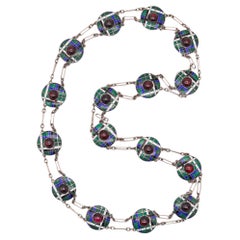 BURBERRY Modernist 1960 Cloisonné Enamel Belt-Collar In Sterling Silver & Garnet