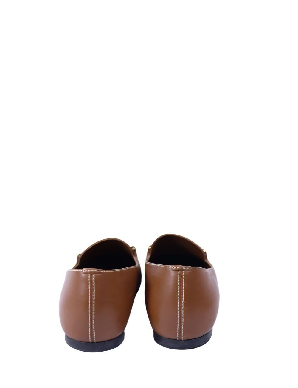 Burberry Monogram Motif Leather Loafers Size EU 38 In Good Condition For Sale In Amman, JO