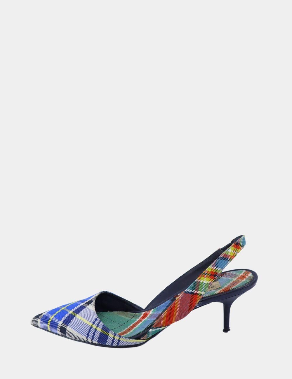 Gray Burberry Monogram Sling-back Pumps EU 38.5 For Sale