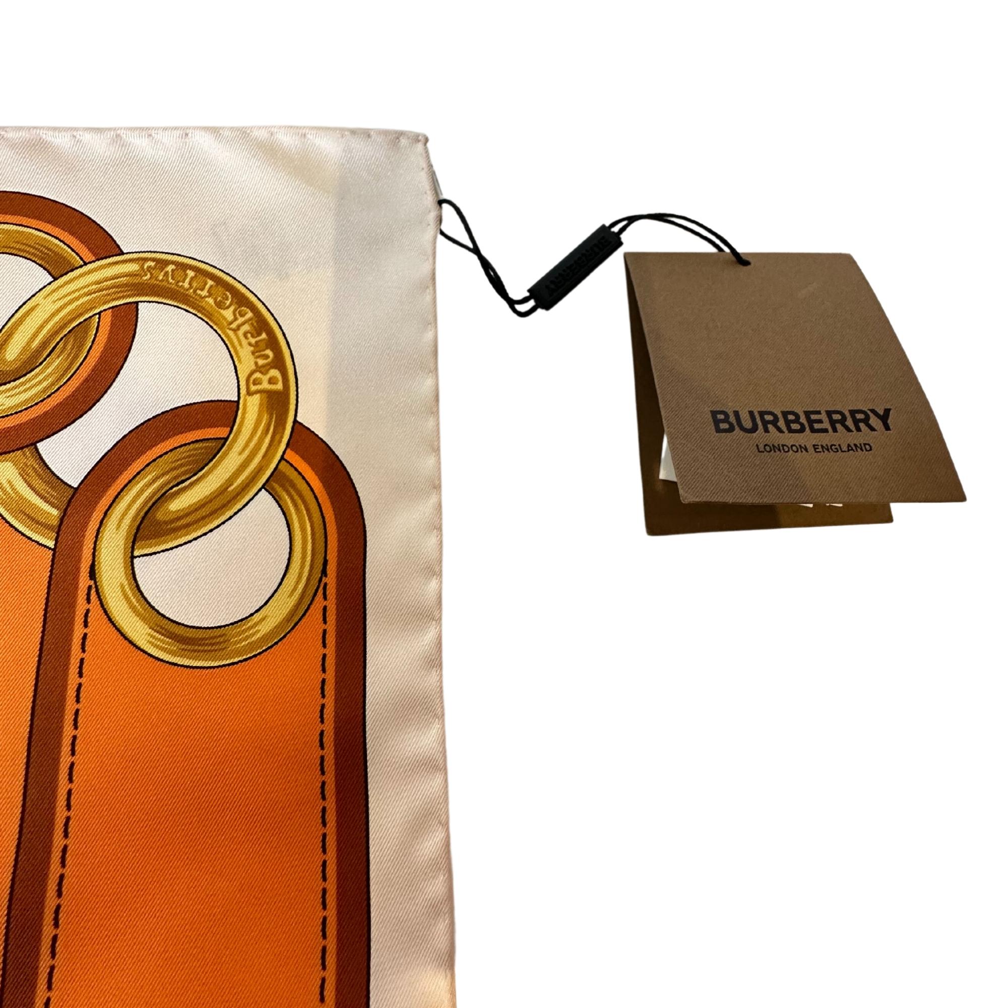 Burberry Montage-print Logo Silk Twill Scarf In Excellent Condition In Montreal, Quebec