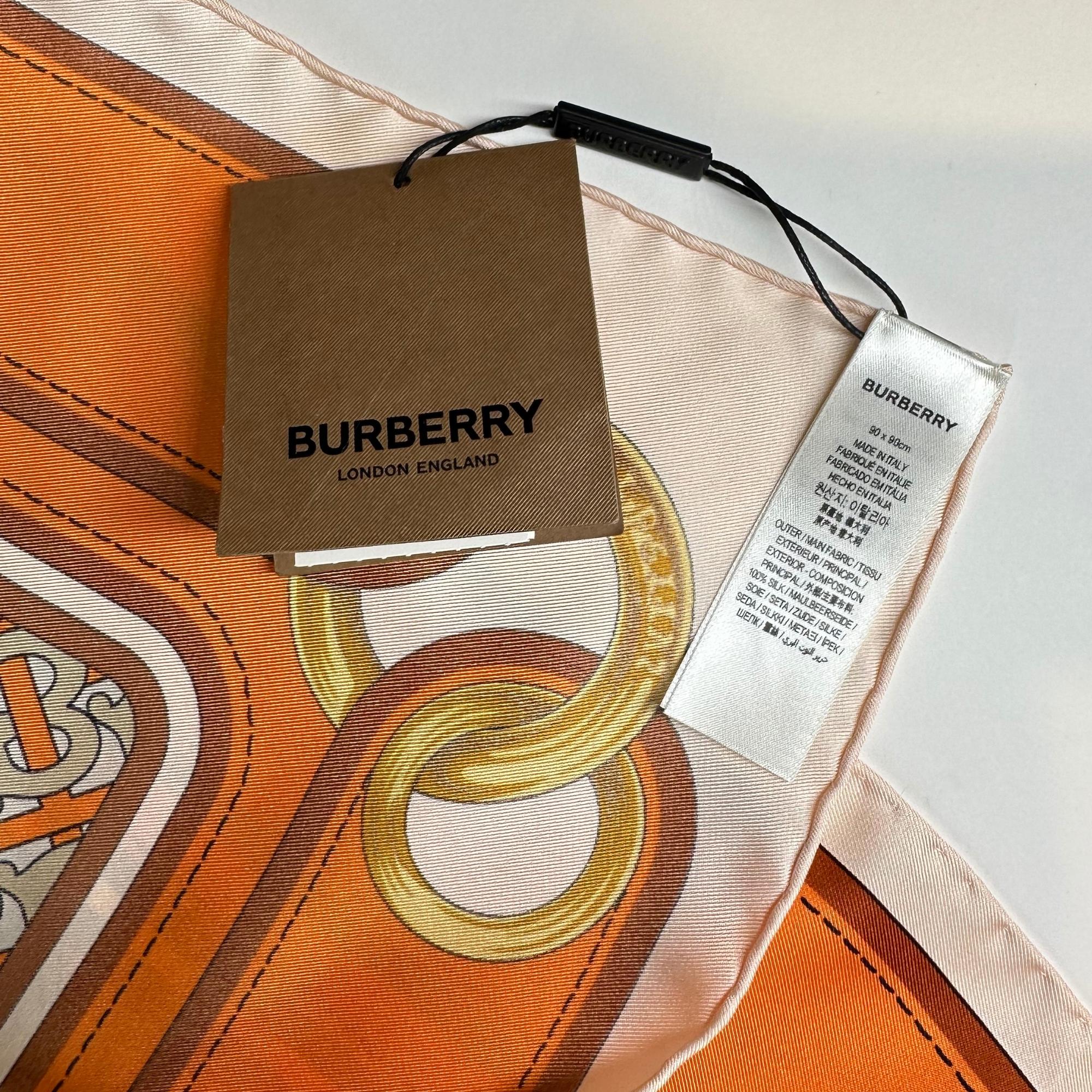 Burberry Montage-print Logo Silk Twill Scarf For Sale 2