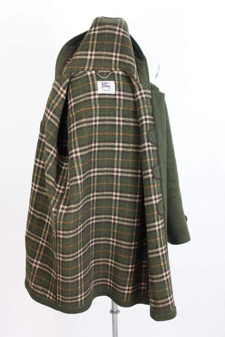 Burberry Montgomery Dark Green Wool English Coat, 1980 For Sale at 1stDibs