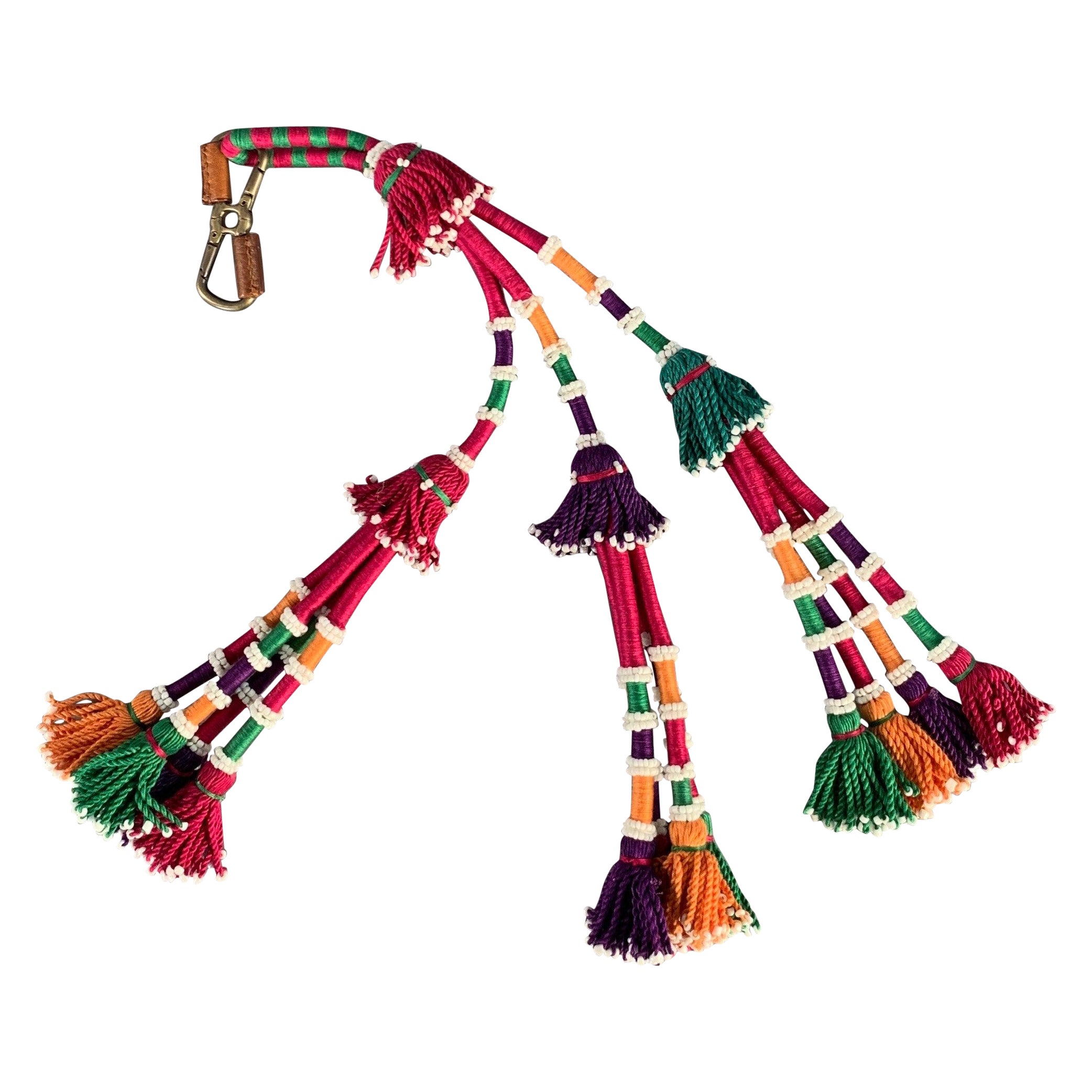 BURBERRY Multi-Color Beaded Metal Bag Charm