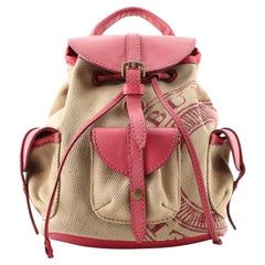 Burberry Multi Pocket Backpack Leather with Printed Canvas Small