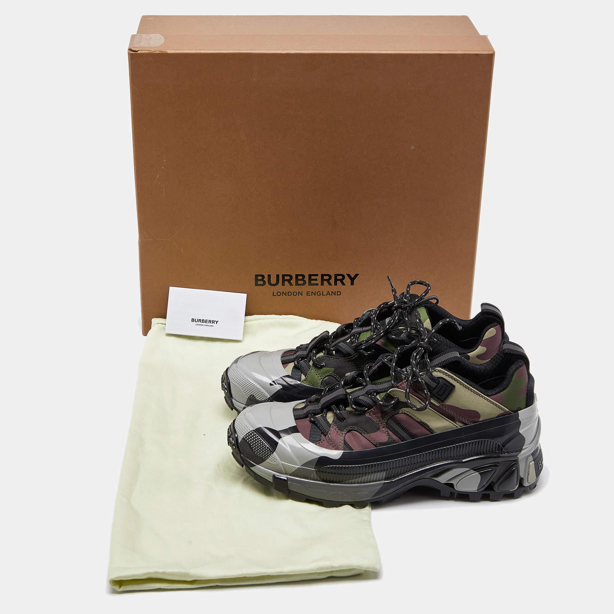 Burberry Multicolor Camouflage Print Nylon Arthur Low-Top Sneakers Size 40 For Sale 6