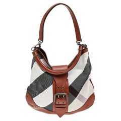 Burberry Multicolor Canvas And Leather Mega Check Hobo