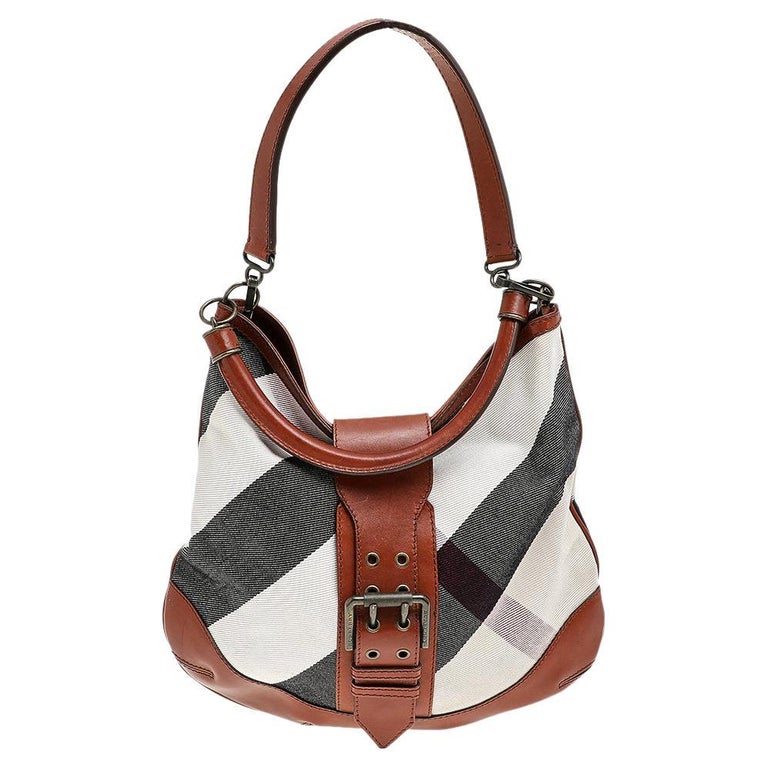 Burberry Multicolor Canvas And Leather Mega Check Hobo at 1stDibs