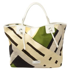 Burberry Multicolor Canvas And Leather Tote
