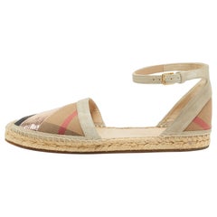 Burberry Multicolor Canvas and Suede Abbingdon Espadrille Flats Size 41