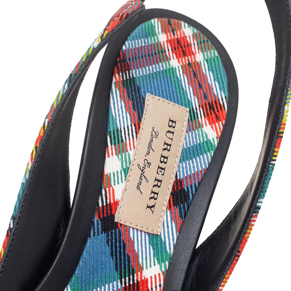 Burberry Multicolor Canvas Annice Tartan Slingback Sandals Size 40 1