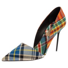 Burberry Multicolor Canvas Virna D'orsay Pointed Toe Pumps Size 40