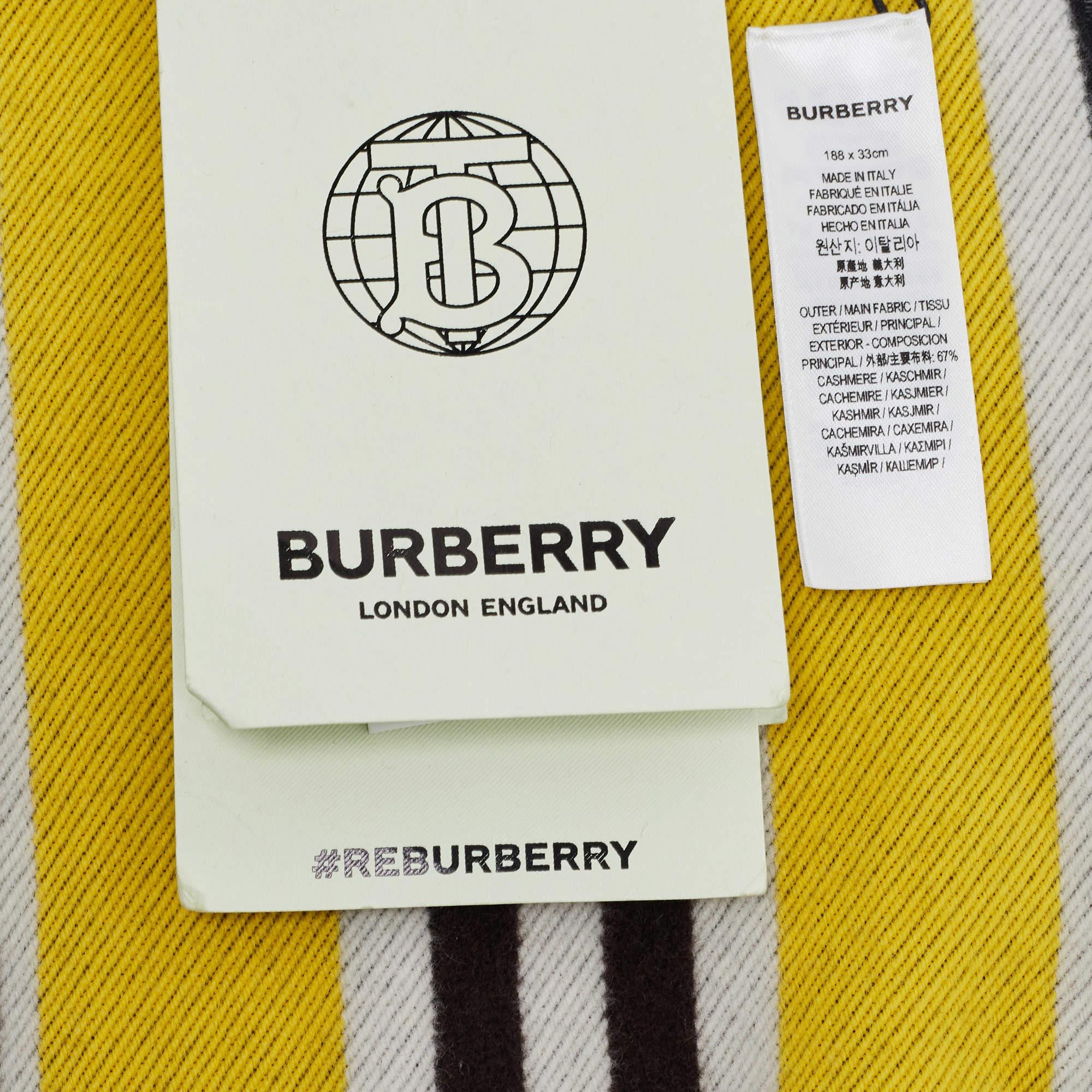 Burberry Multicolor Checkboard Football Patterned Cashmere Scarf In Excellent Condition In Dubai, Al Qouz 2