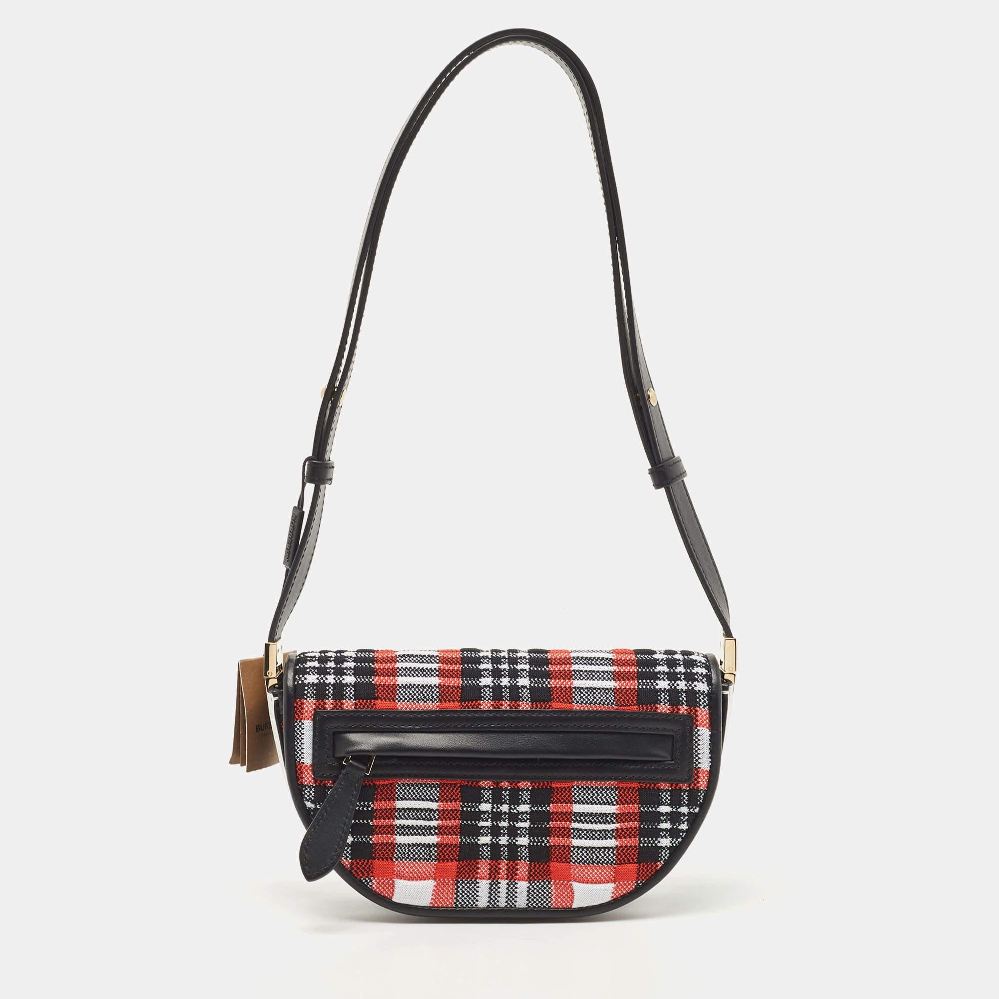Burberry Multicolor Checkered Fabric and Leather Mini Olympia Shoulder Bag 7