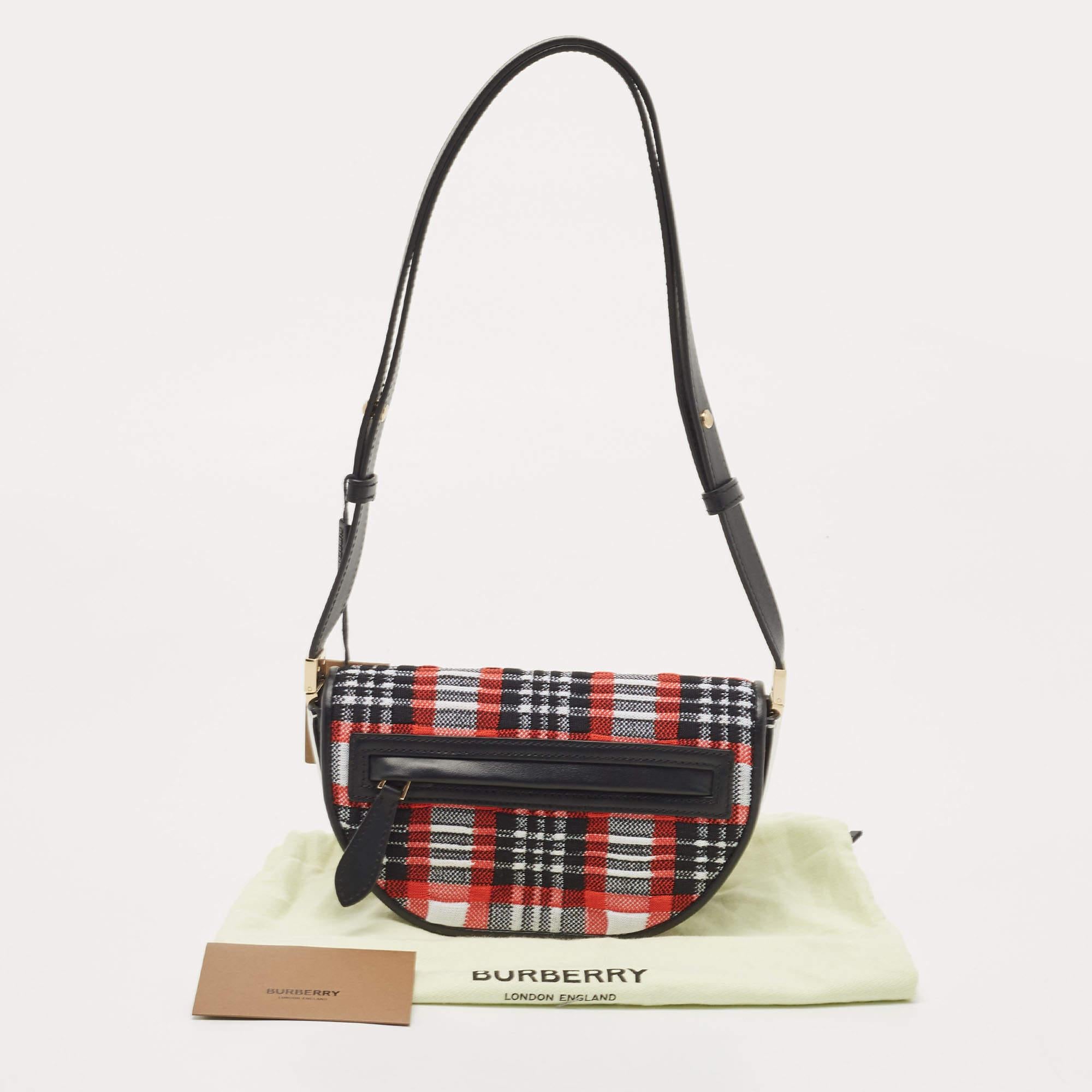 Burberry Multicolor Checkered Fabric and Leather Mini Olympia Shoulder Bag 9