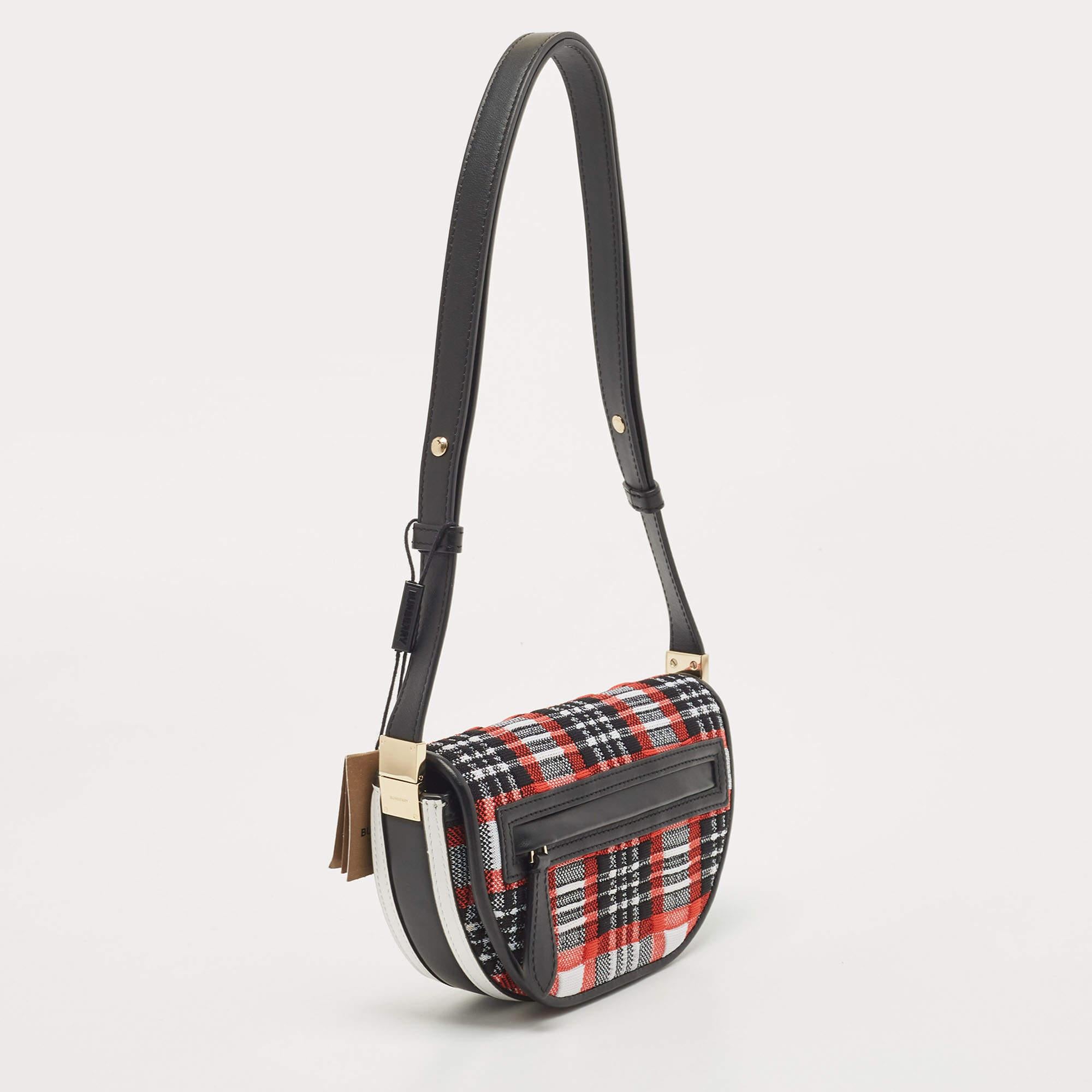 Burberry Multicolor Checkered Fabric and Leather Mini Olympia Shoulder Bag 2