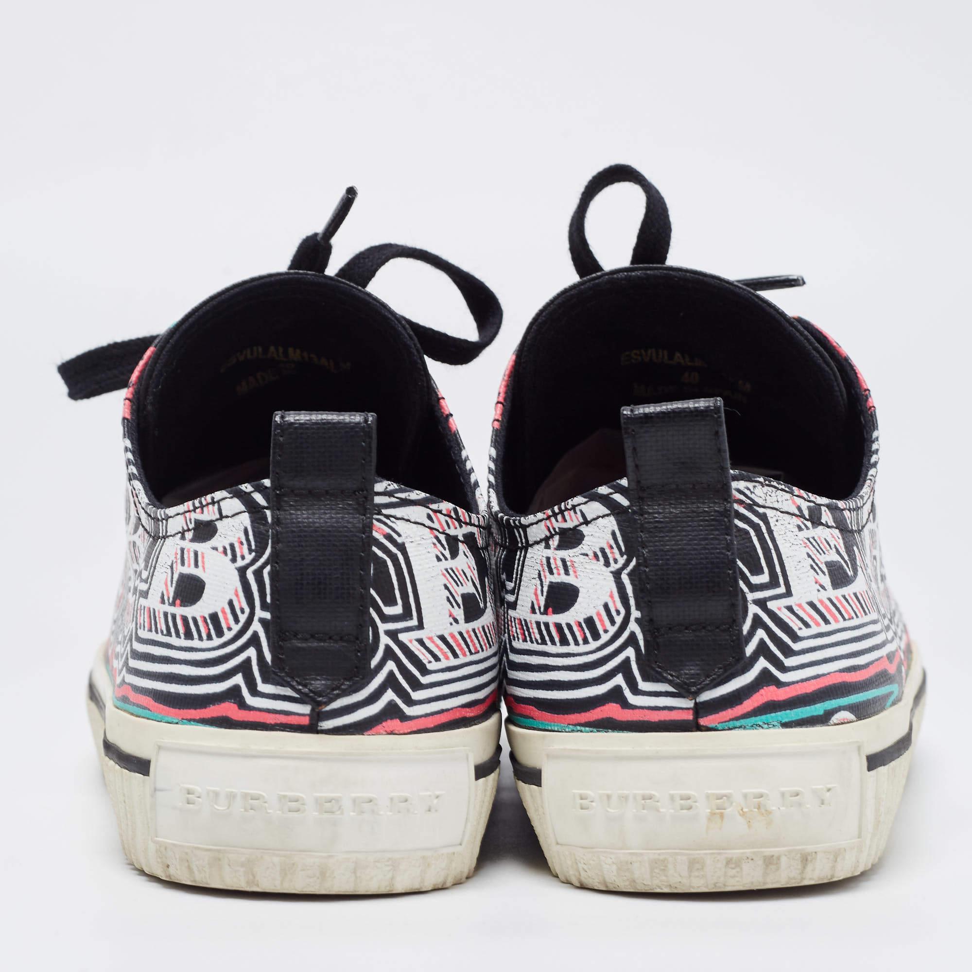 Burberry Multicolor Coated Canvas Kingly Sneakers Size 40 For Sale 4