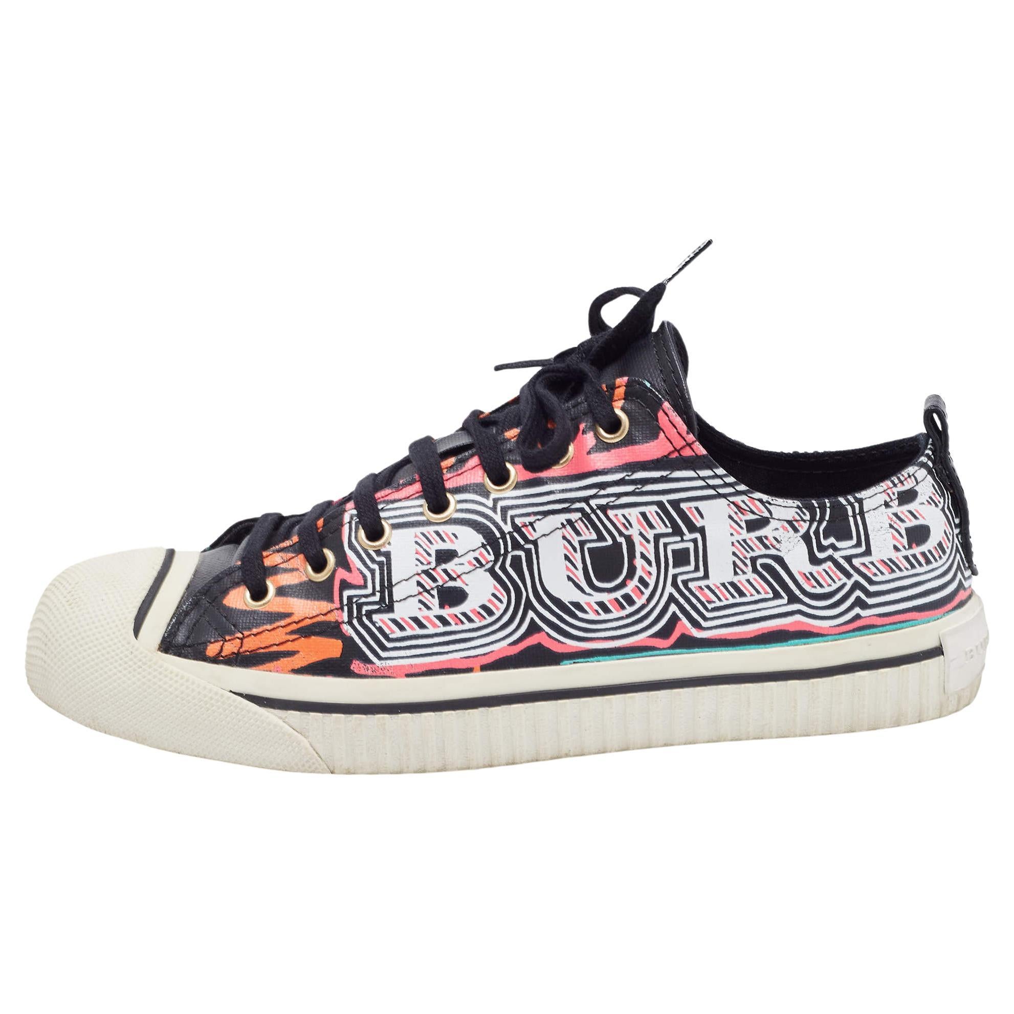 Burberry Multicolor Coated Canvas Kingly Sneakers Size 40 For Sale