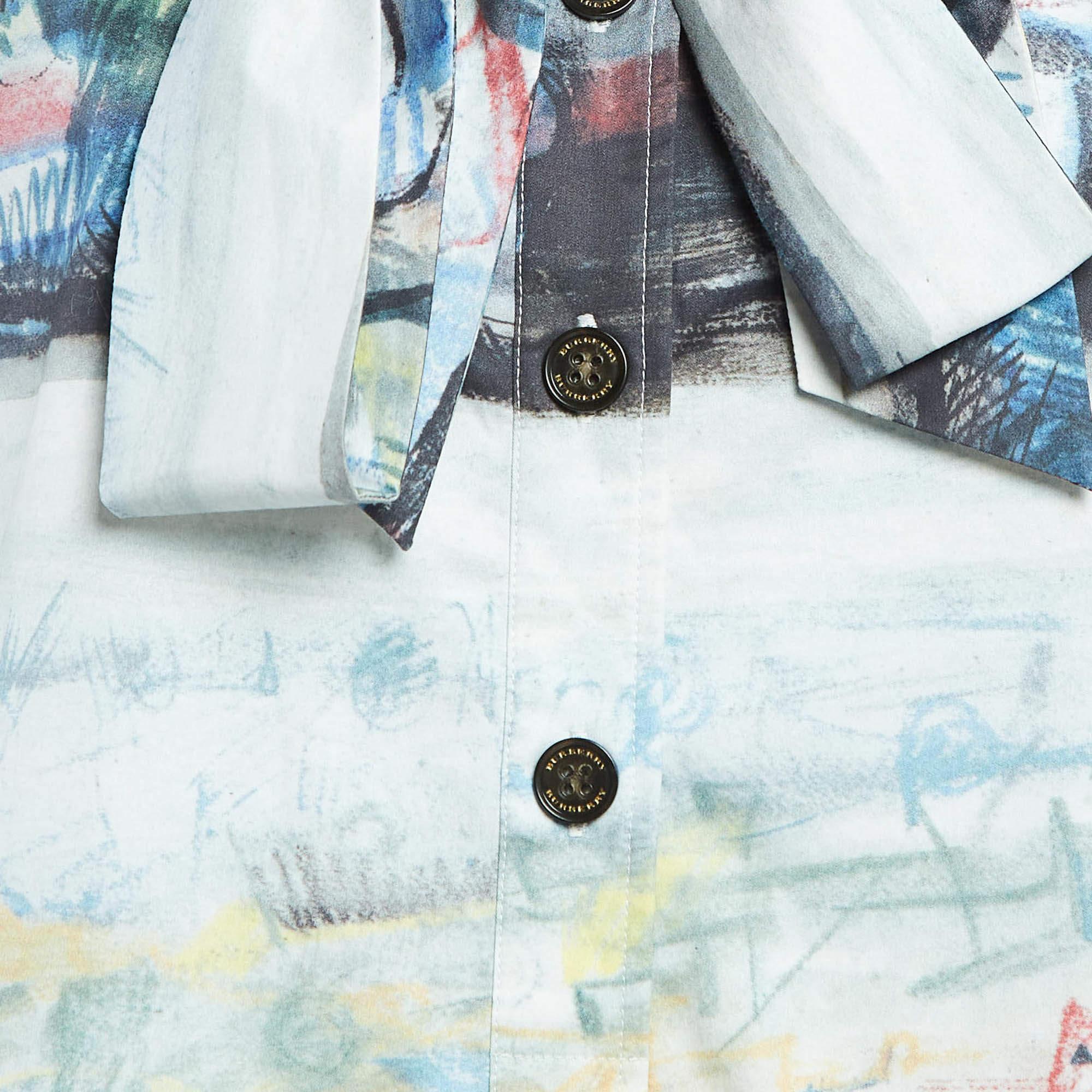 Burberry Multicolor Cotton Tie-Up Neck Full Sleeve Top M im Zustand „Neu“ im Angebot in Dubai, Al Qouz 2
