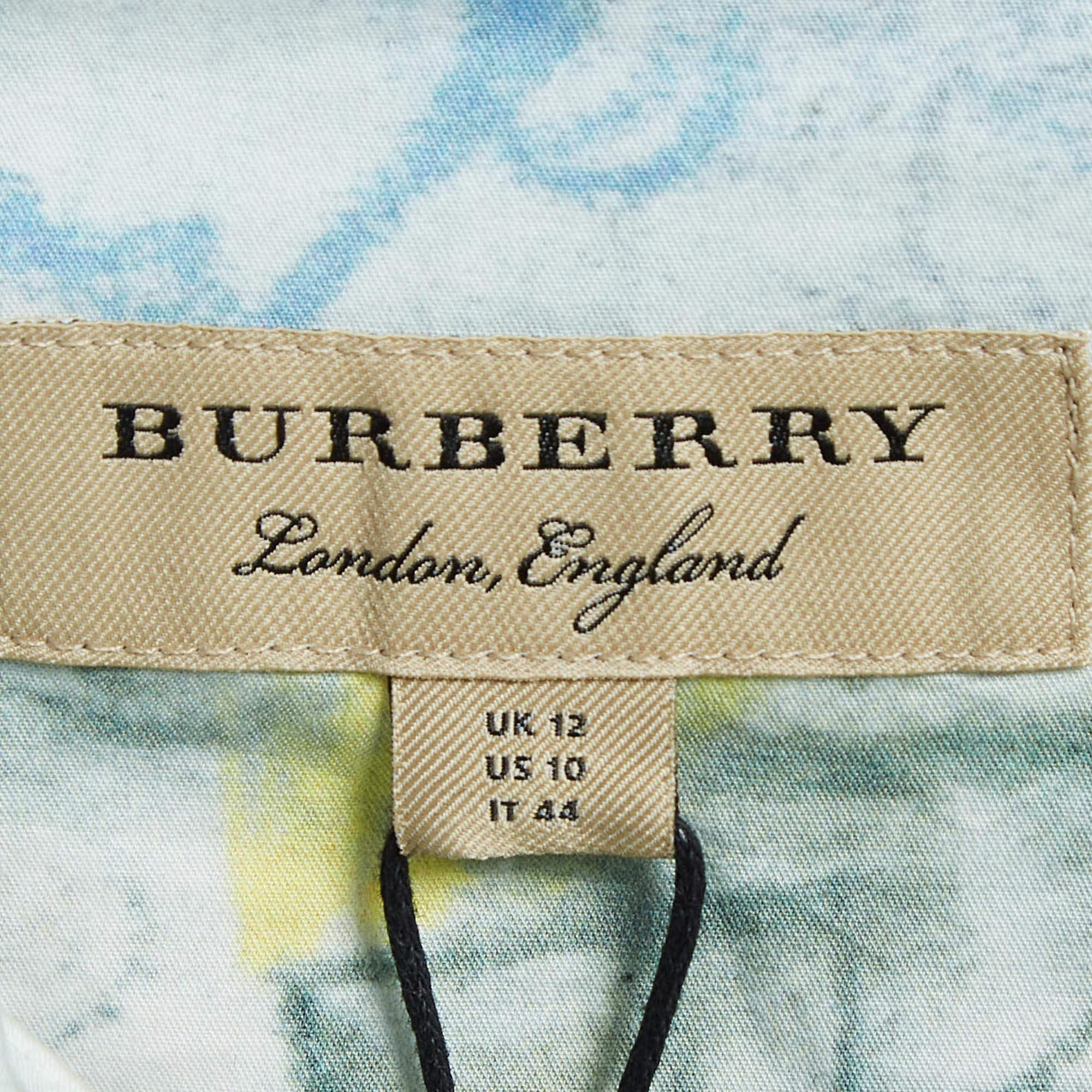 Burberry Multicolor Cotton Tie-Up Neck Full Sleeve Top M Damen im Angebot