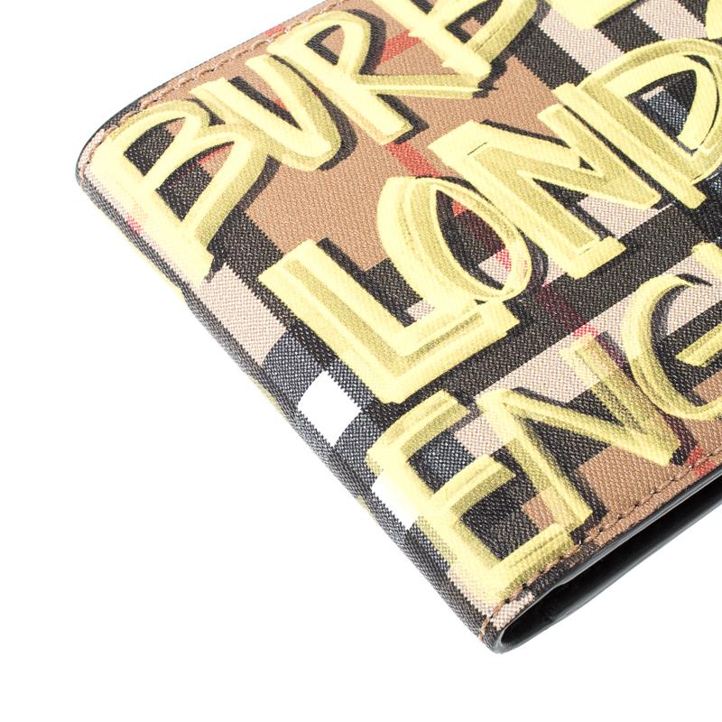 Burberry Multicolor Graffiti Print Check Leather Bifold Wallet 2