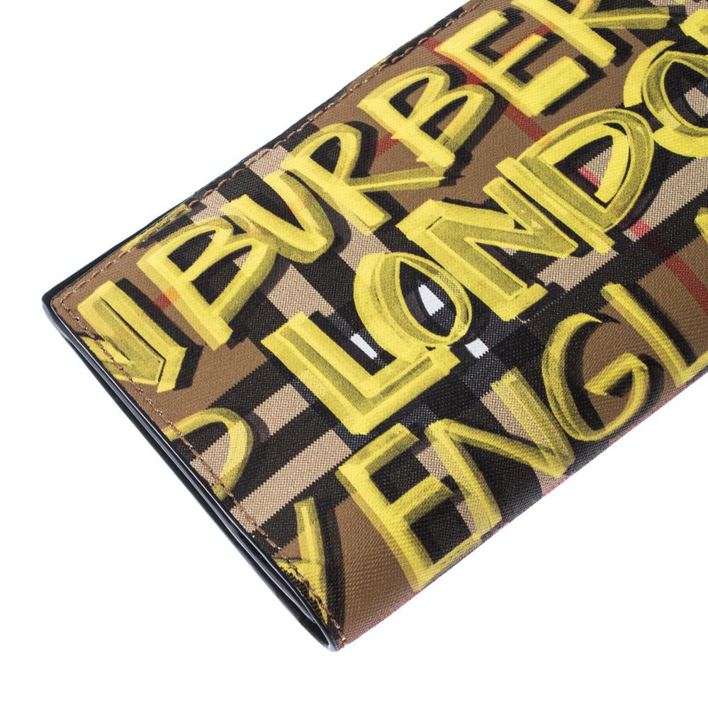 Burberry Multicolor Graffiti Print Vintage Check Coated CanvasBifold Long Wallet 5