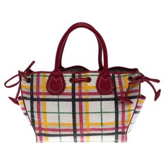 Burberry Multicolor House Check Canvas and Leather Drawstring Tote