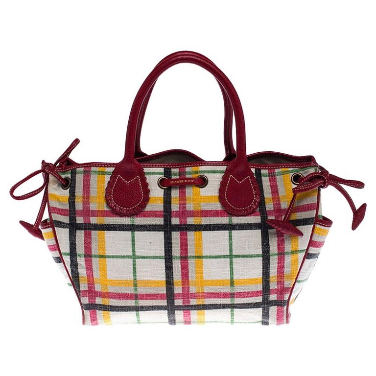 Burberry Multicolor House Check Canvas and Leather Drawstring Tote at ...