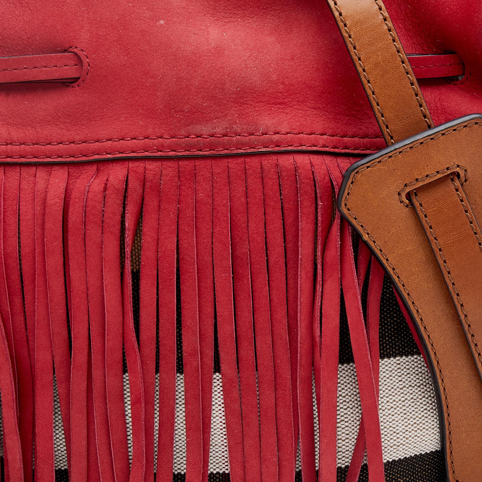 Burberry Multicolor Leather And Canvas Fringe Bucket Bag 2