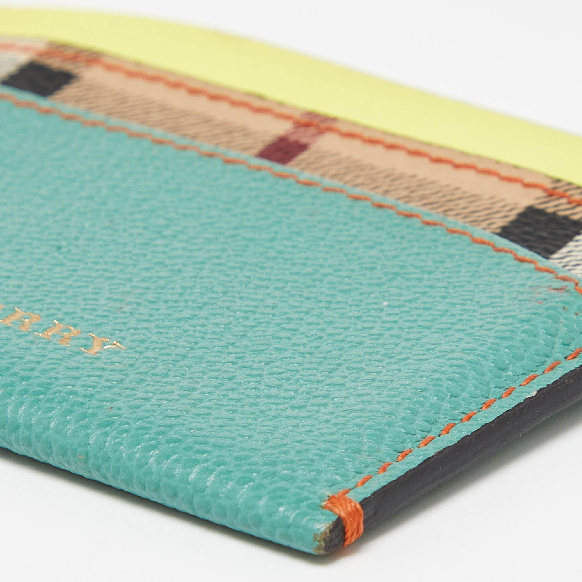 Burberry Multicolor Leather and Coated Canvas Card Holder For Sale 4